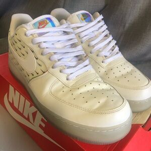 Nike White Sneakers with Holographic Logo